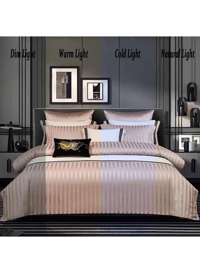غطاء لحاف من الساتان الكاكي المطبوع مقاس كوين 90 × 90 بوصة، طقم فراش 3 قطع - Image 5